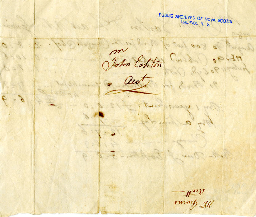 Easson : Account, John Easton with John Gwin, Annapolis Royal