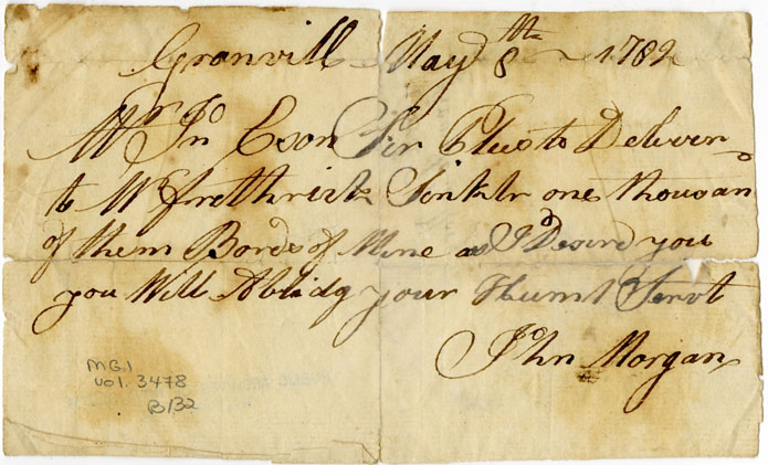 Easson : Letter, John Morgan, Granville, to John Easson