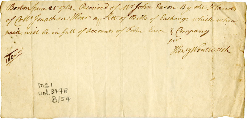 Easson : Receipt, Henry Wentworth, Boston