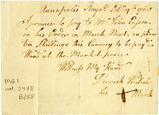 Easson : Promissory note, Derrick Willcoke, Annapolis Royal, in favour of John Easson