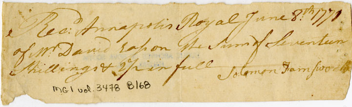 Easson : Receipt, Solomon Farnsworth, Annapolis Royal