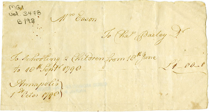 Easson : Account, Mrs. Easson with Charles Bailey