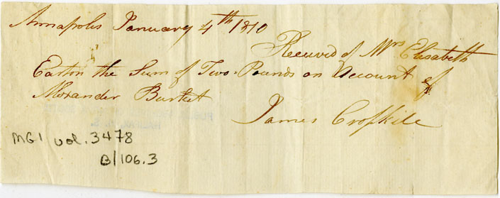 Easson : Receipt, James Crosskill