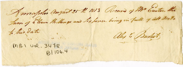 Easson : Receipt, Alexander Burket