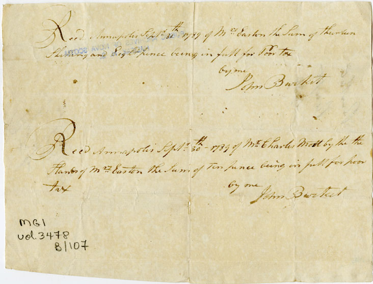 Easson : Receipt, John Burket