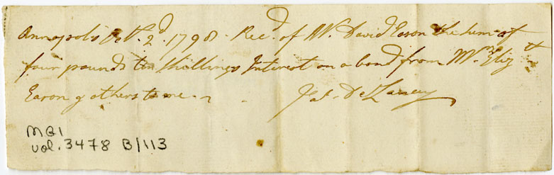 Easson : Receipt, James DeLancey