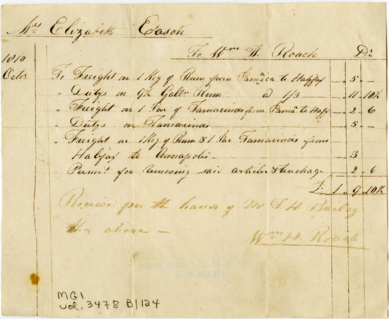 Easson : Account, Elizabeth Easson with William H. Roach