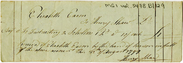 Easson : Account, Elizabeth with Henry Shaw