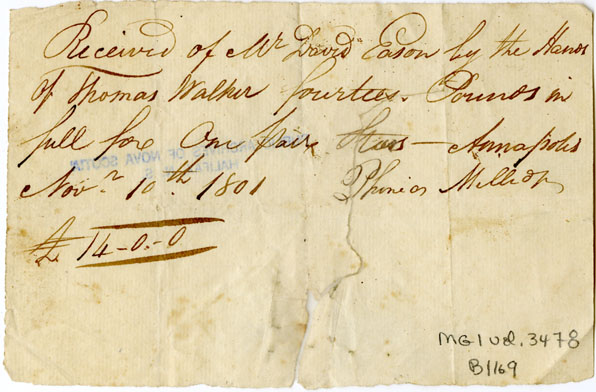 Easson : Receipt, Phineas Milledge, Annapolis