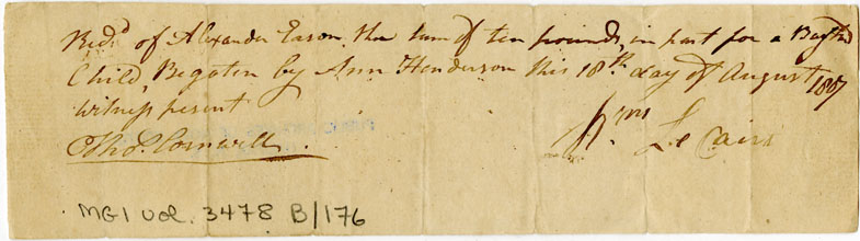 Easson : Receipt, William LeCain