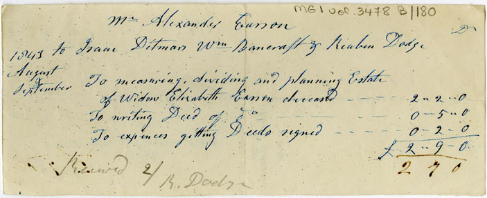 Easson : Account, Alexander Easson with Isaac Ditmars, William Bancroft and Reuben Dodge