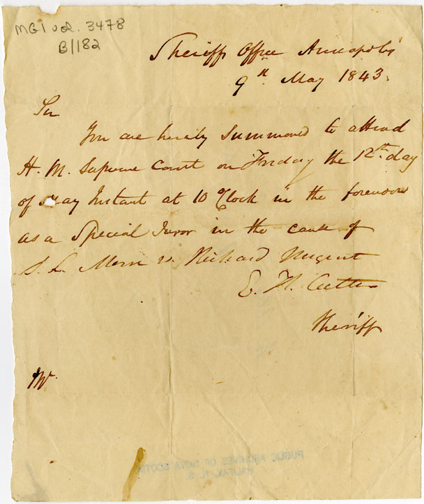 Easson : Summons, Sheriff E.M. Cutler to Alexander Easson