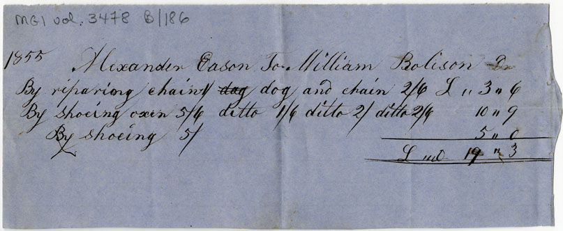 Easson : Account, Alexander Easson with William Bolison