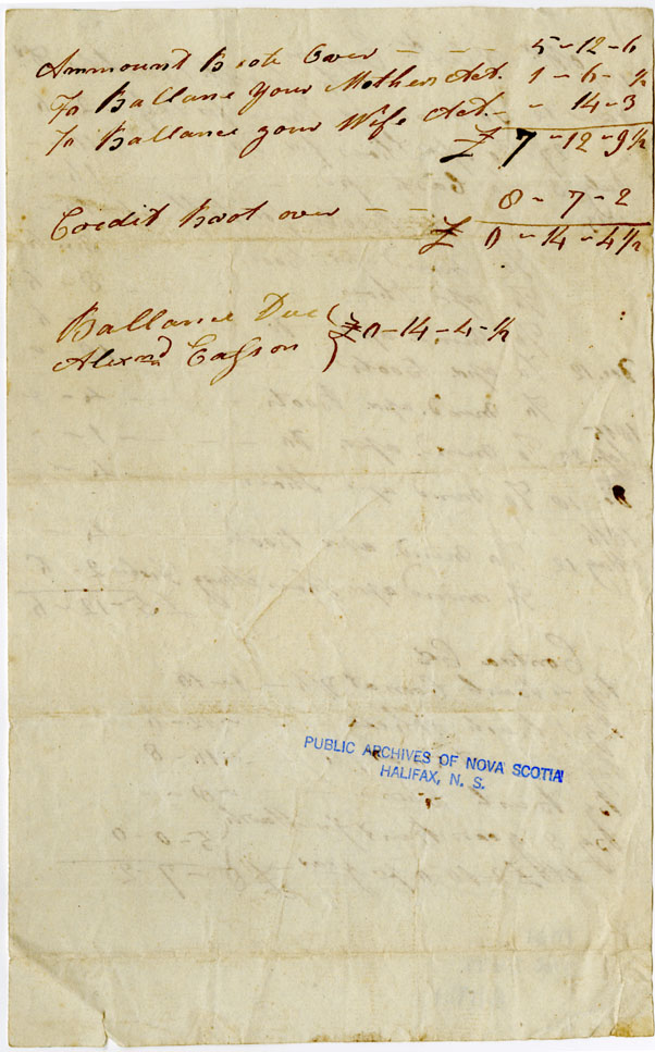 Easson : Account, Alexander Easson with Frederick Buckler