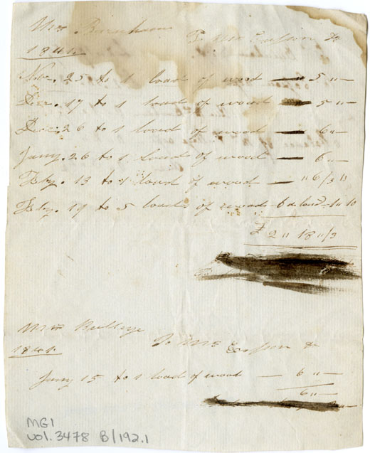 Easson : Account, Mrs. Maria Burnham with Alexander Easson