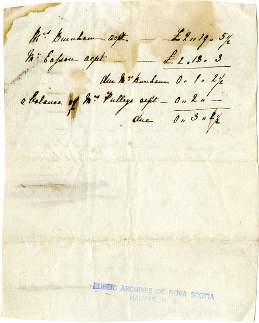 Easson : Account, Mrs. Maria Burnham with Alexander Easson