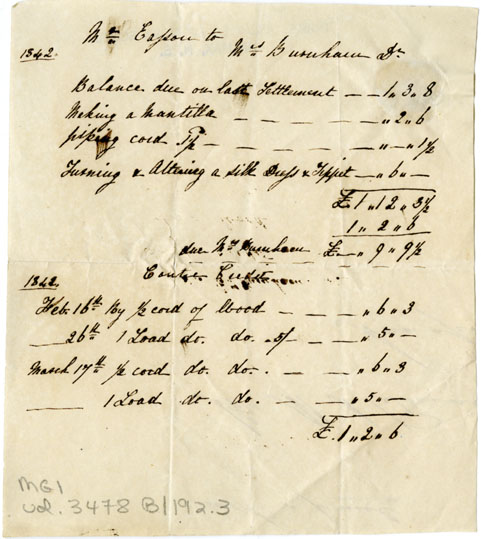 Easson : Account, Mrs. Easson with Mrs. Maria Burnham