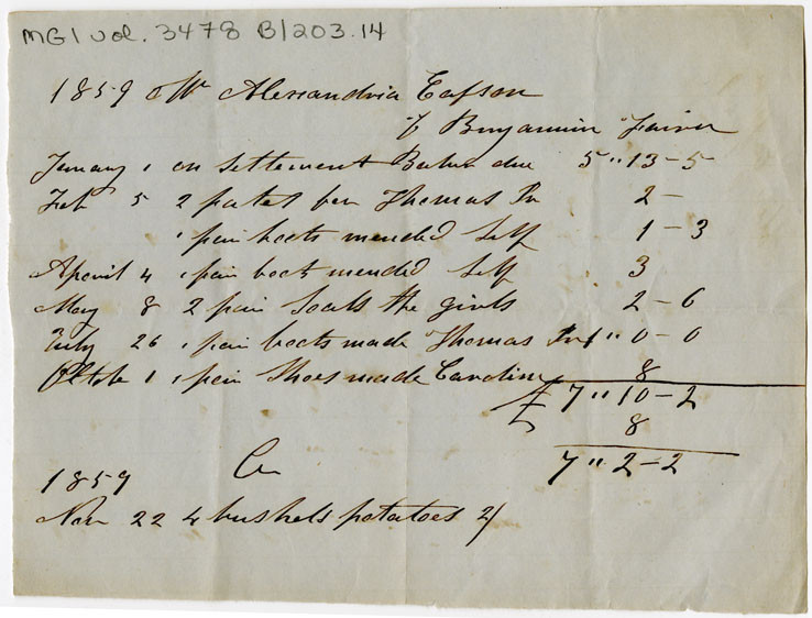 Easson : Account, Alexander Easson with Benjamin Fairn