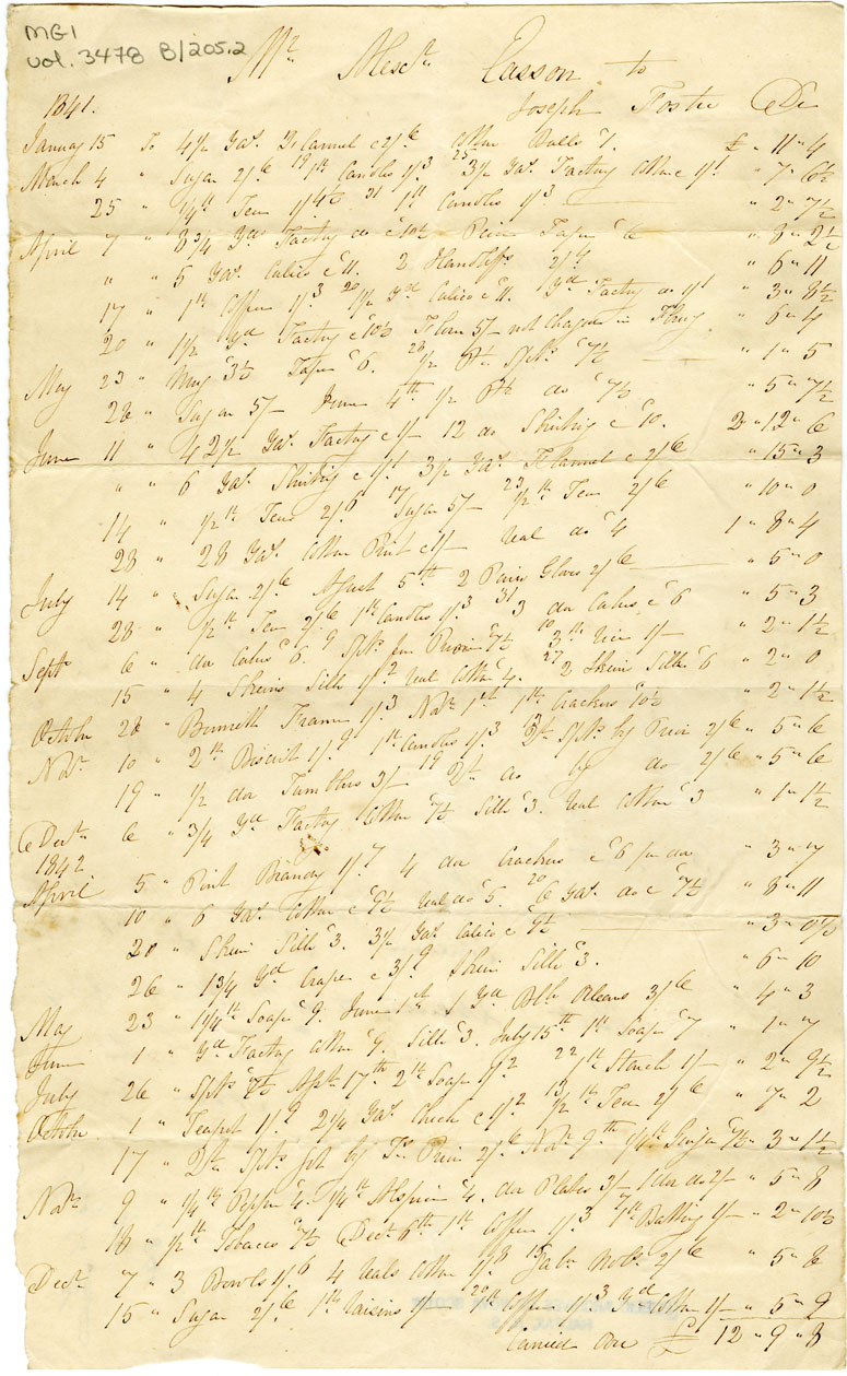 Easson : Account, Alexander Easson with Joseph Foster