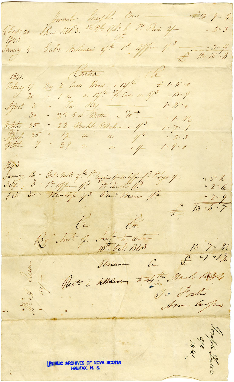 Easson : Account, Alexander Easson with Joseph Foster