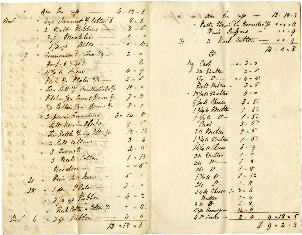 Easson : Account, Mrs. A. Easson with James Gray, Annapolis Royal