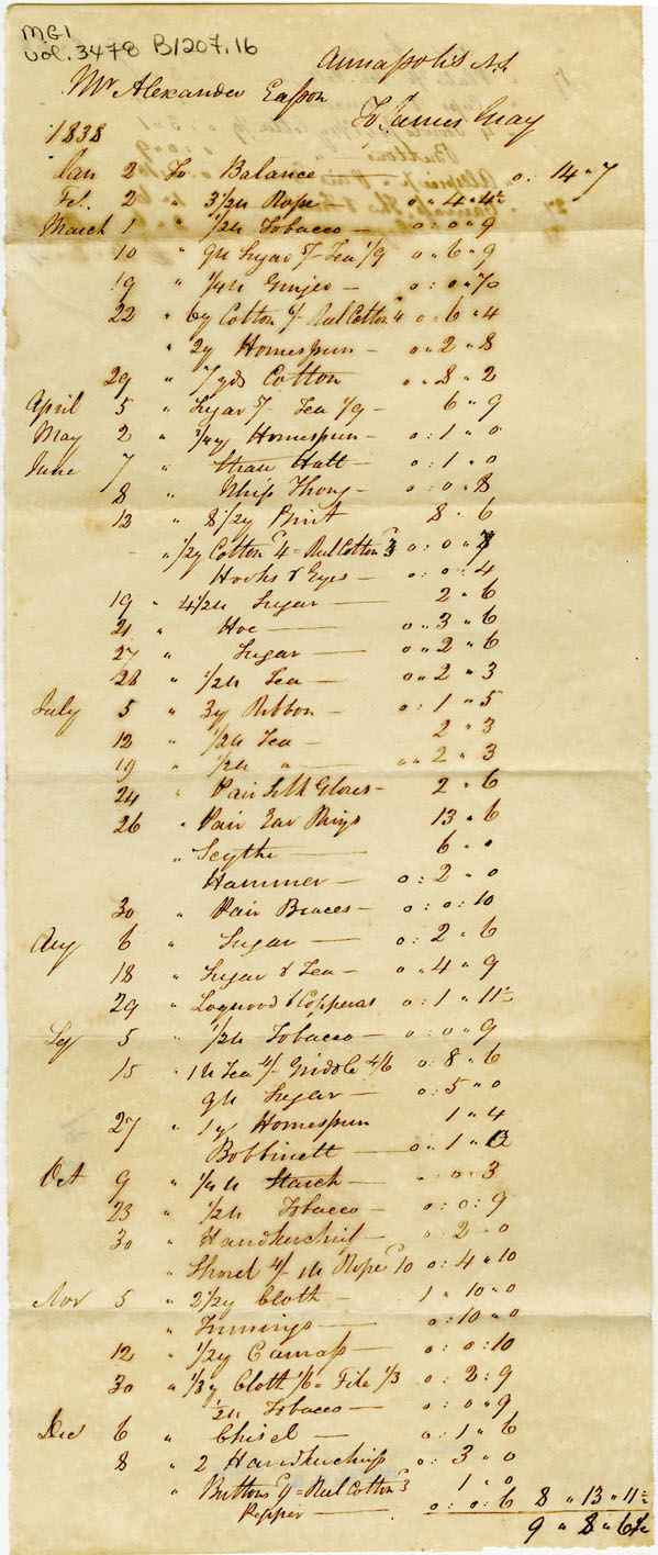 Easson : Account, Alexander Easson with James Gray, Annapolis Royal