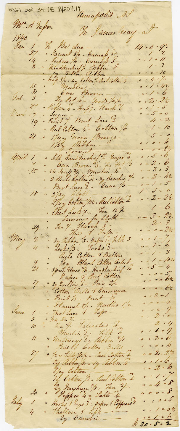 Easson : Account, Alexander Easson with James Gray, Annapolis Royal