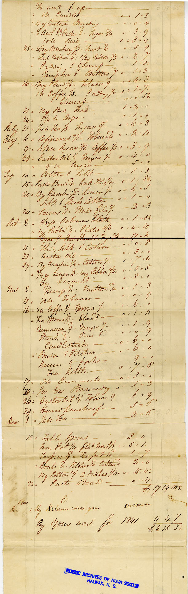 Easson : Account, Alexander Easson with James Gray, Annapolis Royal