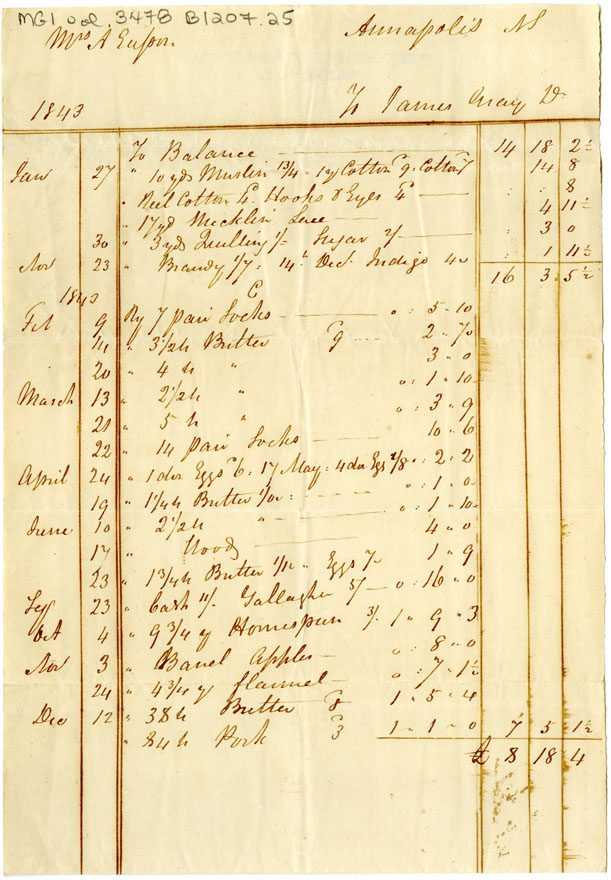 Easson : Account, Alexander Easson with James Gray, Annapolis Royal