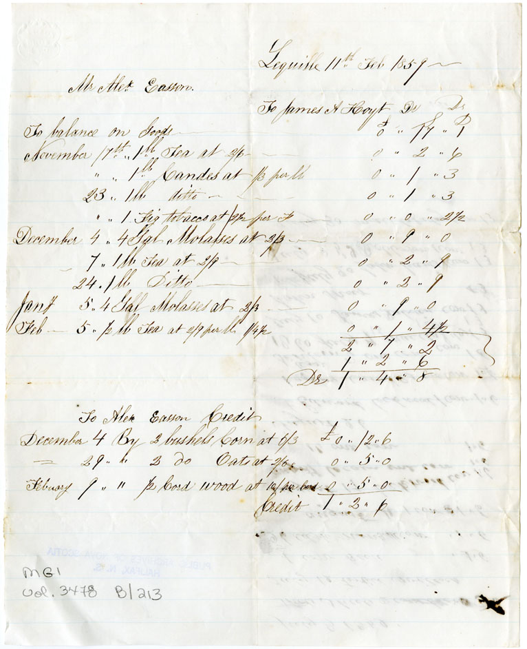 Easson : Account, Alexander Easson with James A. Hoyt