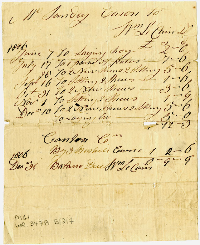 Easson : Account, Alexander Easson with William LeCain