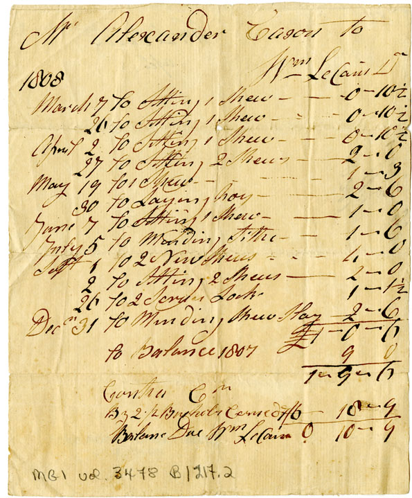 Easson : Account, Alexander Easson with William LeCain