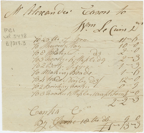 Easson : Account, Alexander Easson with William LeCain