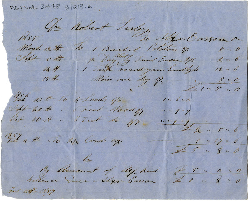 Easson : Account, Robert Lesley with Alexander Easson