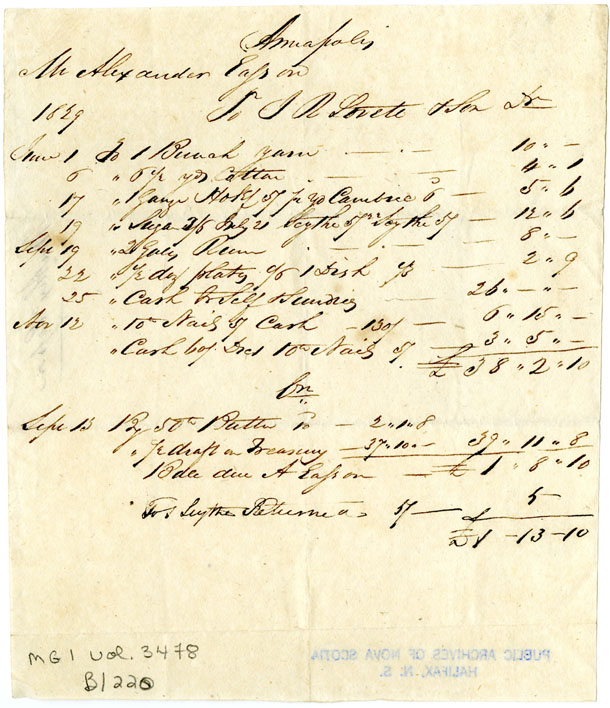 Easson : Account, Alexander Easson with James R. Lovett and Son