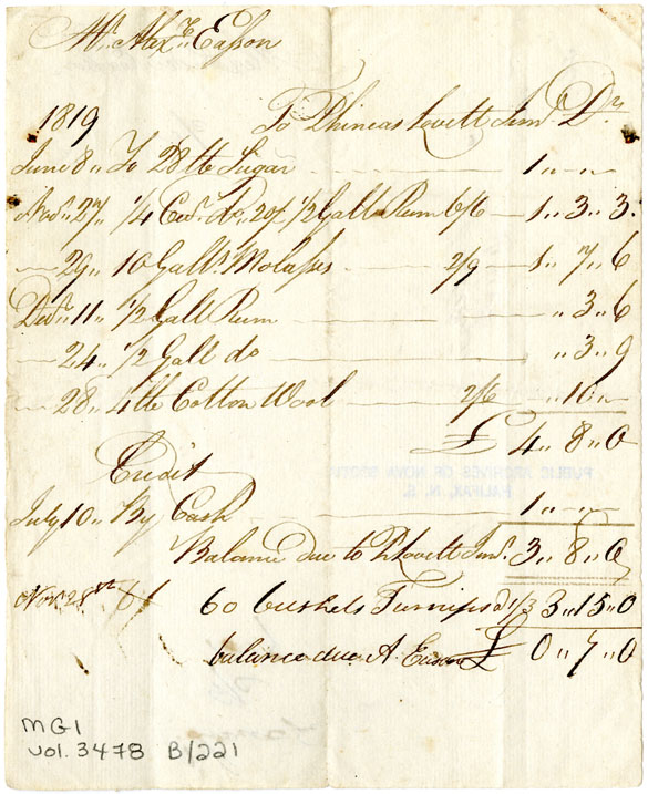 Easson : Account, Alexander Easson with Phineas Lovett