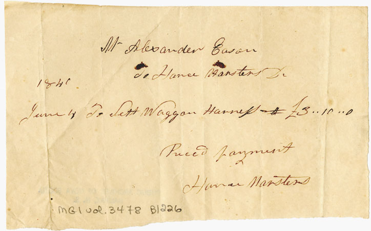 Easson : Account, Alexander Easson with Horace Marsters