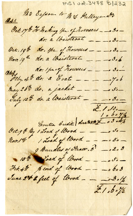 Easson : Account, Alexander Easson with Mrs. Pulleyer