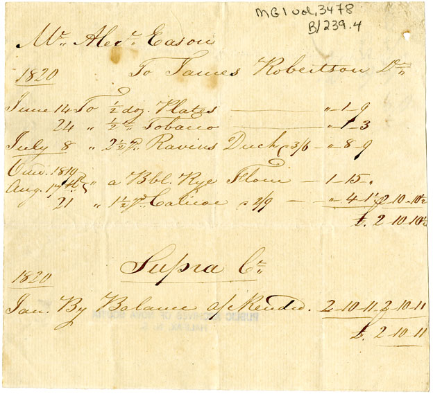 Easson : Account, Alexander Easson with James Robertson