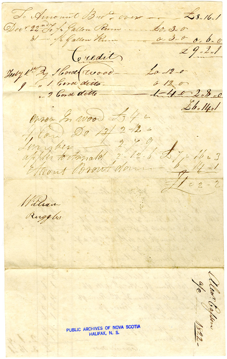 Easson : Account, Alexander Easson with J. William Ruggles