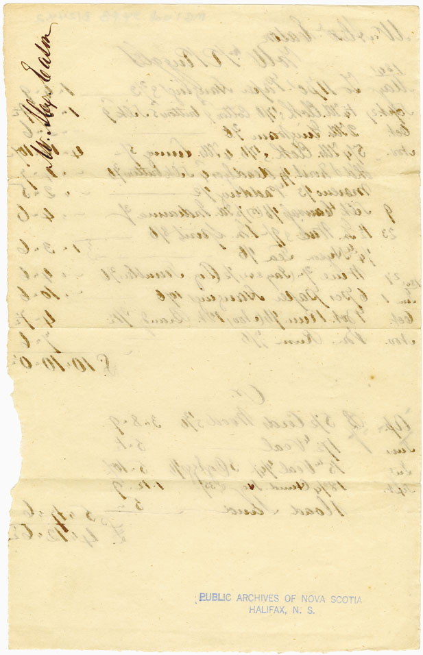 Easson : Account, Alexander Easson with W.R. Ruggles, Annapolis