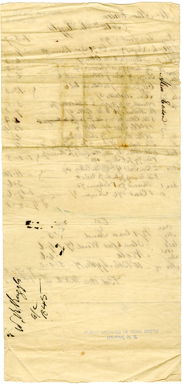 Easson : Account, Alexander Easson with W.R. Ruggles, Annapolis