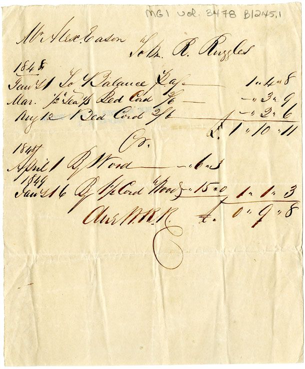 Easson : Account, Alexander Easson with William R. Ruggles, Annapolis