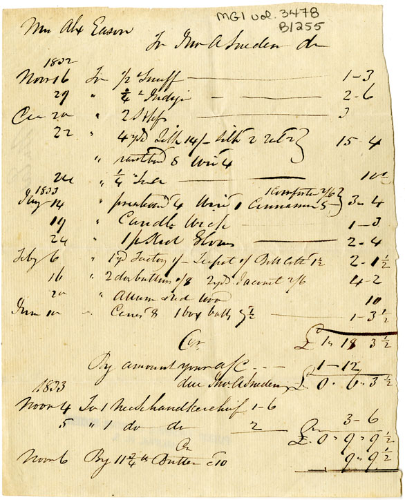 Easson : Account, Alexander Easson with John A. Sneden