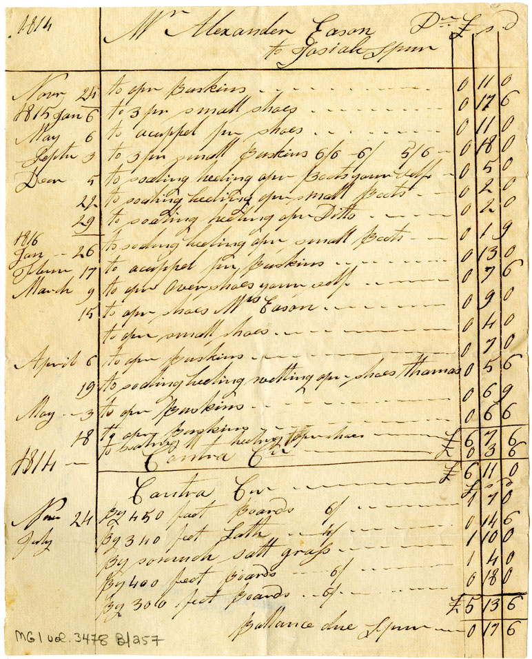 Easson : Account, Alexander Easson with Josiah Spurr