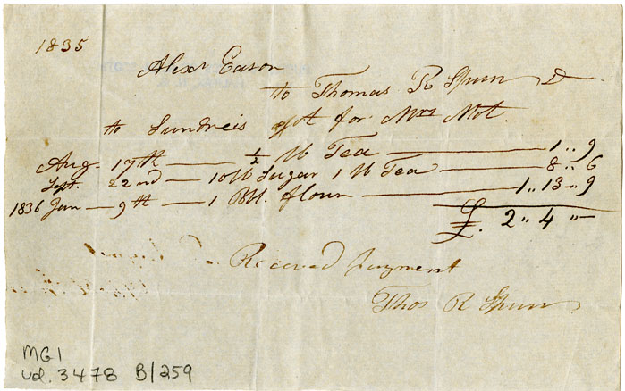 Easson : Account, Alexander Easson with Thomas R. Spurr