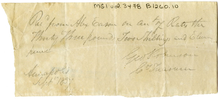 Easson : Receipt, George Robinson, County Treasurer