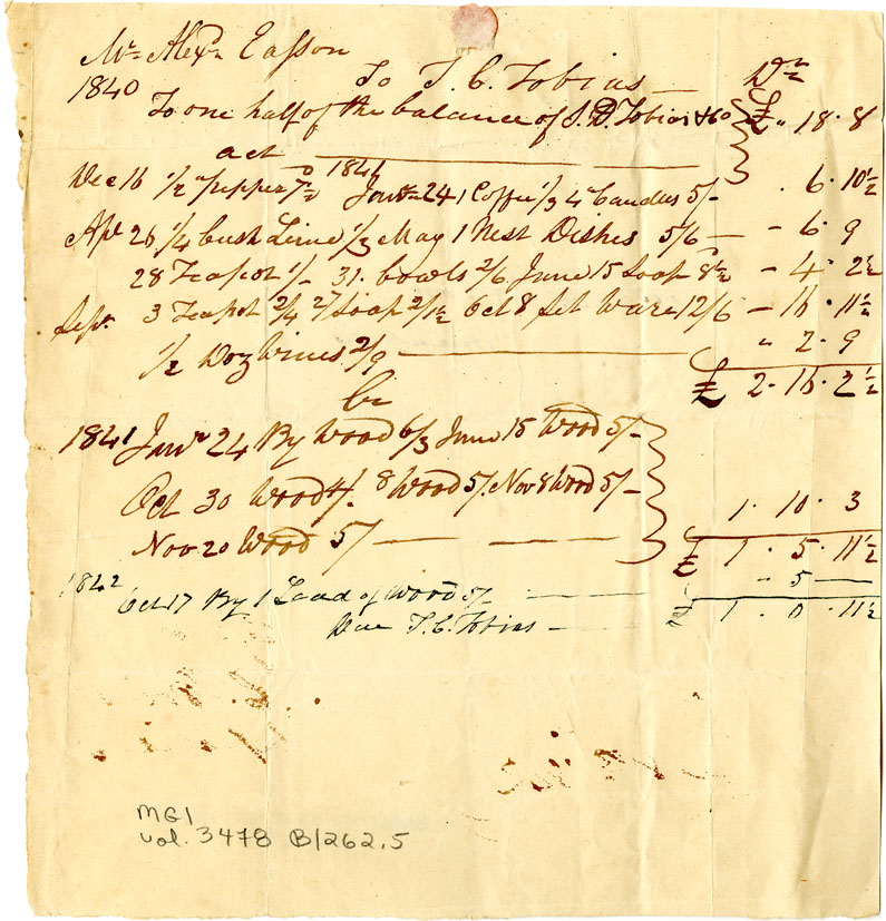 Easson : Account, Alexander Easson with S.D. Tobias