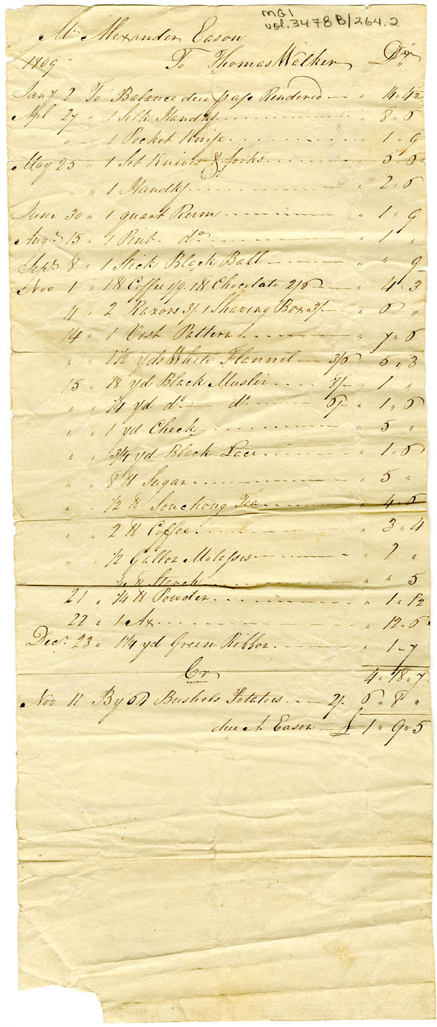 Easson : Account, Alexander Easson with Thomas Walker