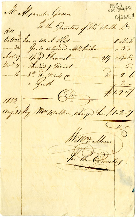 Easson : Account, Alexander Easson with the Executors of Thomas Walker